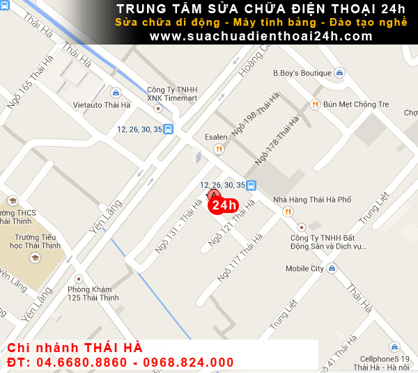 Bản đồ Bệnh viện điện thoại 24h chi nhánh Thái Hà